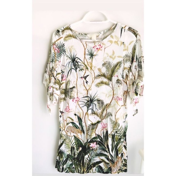 🐆🌿H&M 2US Cream Green Savana Dress 🐆🌿 - Picture 5 of 7